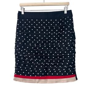 White House Black Market Womens Size 8 Polka Dot Tiered Pencil Skirt Black Cream